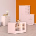 Ver imagem 1 de Conjunto Berço Mini Cama, Cômoda e Guarda Roupa C/ Cômoda Rosa