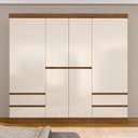 Ver imagem 1 de Roupeiro Casal 6 Portas 4 Gavetas Diplomata Freijó/off Premium - Móveis Arapongas