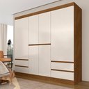 Ver imagem 2 de Roupeiro Casal 6 Portas 4 Gavetas Diplomata Freijó/off Premium - Móveis Arapongas