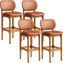 Ver imagem 1 de Kit 04 Banquetas Alta Para Cozinha Madeira Fixa Betta L02 Imbuia Couríssimo Camel - Lyam Decor