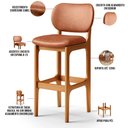 Ver imagem 4 de Kit 04 Banquetas Alta Para Cozinha Madeira Fixa Betta L02 Imbuia Couríssimo Camel - Lyam Decor