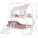 Ver imagem 4 de Beliche Casal/ Solteiro Casinha Bela com Kit Escada/Escorregador - Madeira Maciça Branco/Rosa |