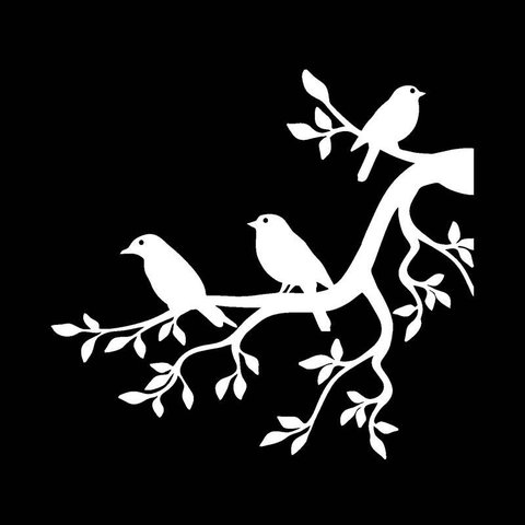 Adesivo de Decoração Canto Pássaros Galhos Vidro Parede Box:branco