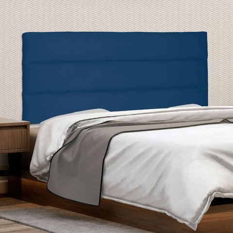 Cabeceira Suspensa Solteiro 90cm Suede La Itáliana Azul