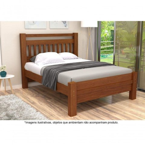Cama Casal em Madeira Maciça 1,40 Orleans Avelã