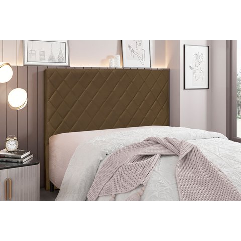 Cabeceira Solteiro Suede 90cm Esmeralda Marrom