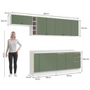 Ver imagem 6 de Armário de Cozinha Completa 3 Gavetas 100% Mdf 300cm Branco/verde Celeste Kappesberg