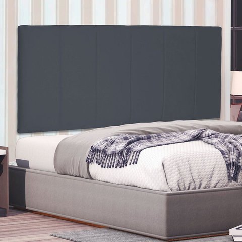 Cabeceira Suspensa Solteiro 90cm Suede Ravenna Cinza