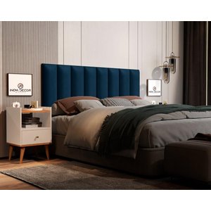 Cabeceira Cama Box Módulo Estofado 60x20 Suede Azul Marinho