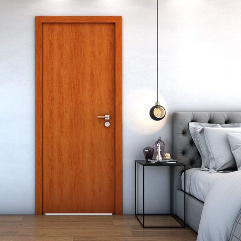 Folha de Porta Lisa 210x80 com Reforço Fechadura 2 Lados:mogno