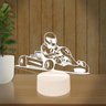 Luminária Led 3d | Kart Corrida Fórmula 1 | Abajur - Base Branca - 2