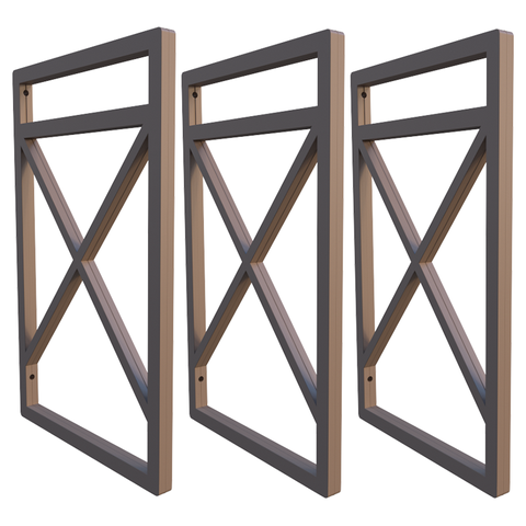 Suporte De Prateleira Estilo Industrial Kit Três Peças 20x37:Marrom