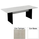 Ver imagem 1 de Mesa de Reunião Retangular 260 x 120 cm Pé Painel PE25 em MDP Cor Walnut Base Branco