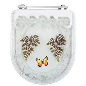 Tampa para Vaso Incepa Acrílico Calypso Branco com Borboleta Amarela