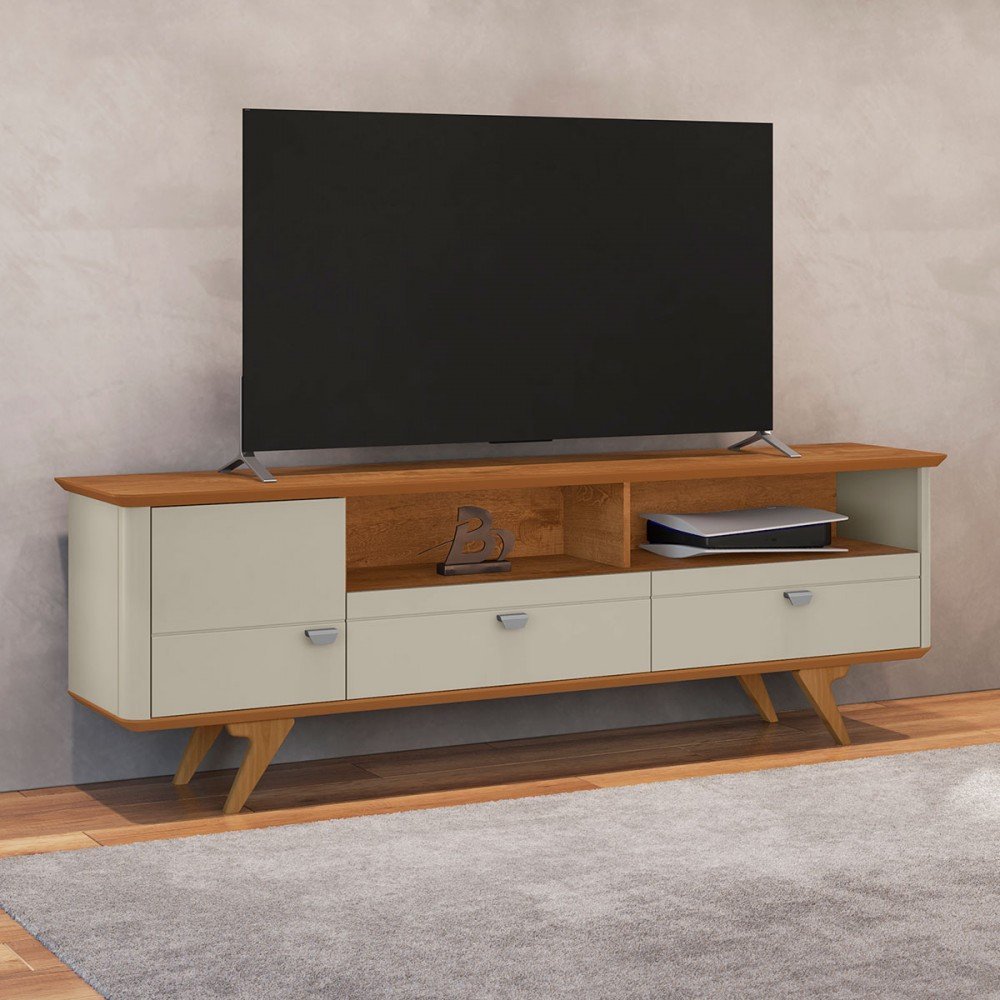 Rack para TV Até 70 Polegadas Atenas 1 Porta 2 Gavetas Off White ...
