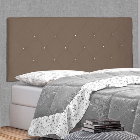 Cabeceira Suspensa Solteiro 90cm Suede Tania Marrom