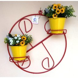 Suporte Ferro Vermelha Para Plantas Redondo Colonial 2 Vasos - 2