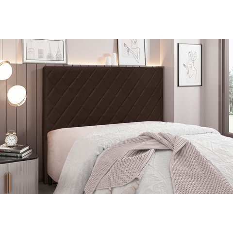Cabeceira Casal Suede 140cm Esmeralda Marrom