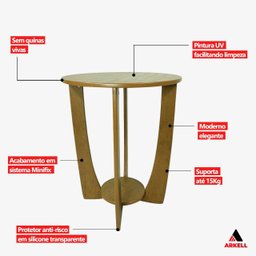 Mesa de Canto Sala de Estar Canadá com Base Clássica Curva Castanho - Arkell - 4