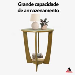 Mesa de Canto Sala de Estar Canadá com Base Clássica Curva Castanho - Arkell - 2