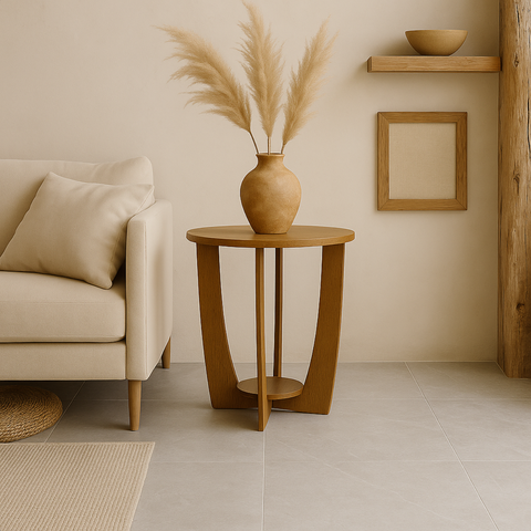 Mesa de Canto Sala de Estar Canadá com Base Clássica Curva Castanho - Arkell