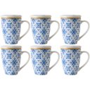 Ver imagem 1 de Conjunto 6 Canecas de Porcelana para Chá 310ml com Tampa e Filtro Inox Lisboa Lyor Azul