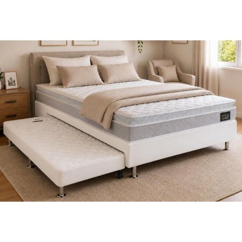 Cama Box c/Aux Crc Casal +Colchão Anatômico Ortopédico Magnum Hellen -