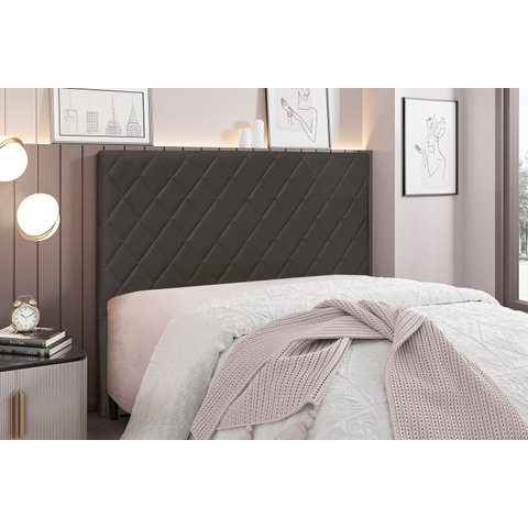 Cabeceira Casal Suede 140cm Esmeralda Cinza