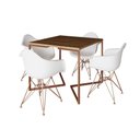 Ver imagem 6 de Mesa Jantar Industrial Amêndoa 90Cm Quadrada Base Cobre V C/4 Poltronas Brancas Pés C Cor: Amendoa