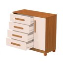 Ver imagem 2 de Cômoda Grécia 4 Gavetas com Porta Nicho Interno e Pés em Madeira para Quarto - Nature/off White