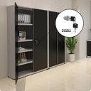 Ver imagem 7 de Armário de Escritório 2 Portas com Chave e Prateleiras Reguláveis Aço Cinza/Preto
