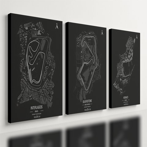 Kit 3 Quadro Decorativo Circuitos Formula Carro Interlagos Qualidade Premium 28x20cm