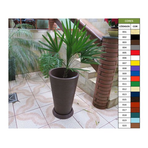 Kit Vaso Planta + Prato 75x50 Redondo Cônico Polietileno BGPLASTICOS VINHO BORDO 021