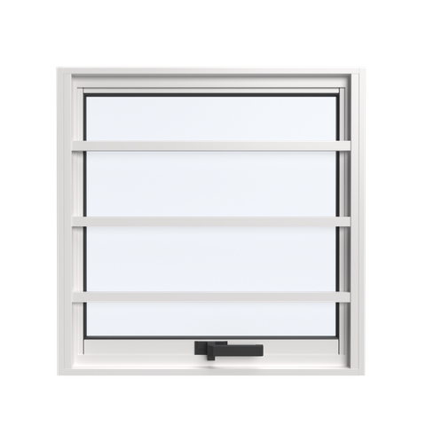 Janela Maxim-Ar com Grade 60CMX60CM em Alumínio Branco com Vidro Jateado– Vitrolar