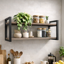 Ver imagem 1 de Prateleira Suspensa Parede Estilo Industrial Mdf Premium com Suportes em Aço Preto