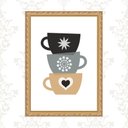Ver imagem 2 de Quadro Moldura Dourada Xícaras de Café 33x24cm:com Vidro