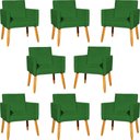 Ver imagem 1 de Kit 8 Poltronas Nina para Recepção Suede Cores Pé Palito 30cm Castanho - Suede