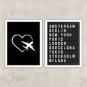 Ver imagem 2 de Kit 2 Quadros Travel Placa de Aeroporto 24x18cm - com Vidro:madeira Preta