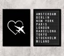 Ver imagem 1 de Kit 2 Quadros Travel Placa de Aeroporto 24x18cm - com Vidro:madeira Preta