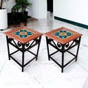 Ver imagem 3 de Kit com 2 Bancos Madeira Mesinhas para Área Gourmet Churrasco Jardim S01