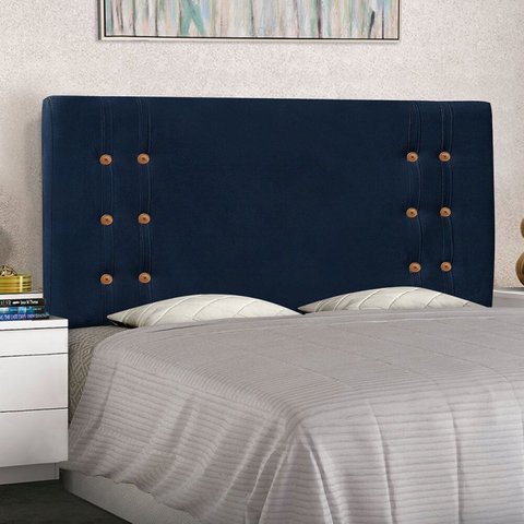 Cabeceira Solteiro Suede 90cm Gênova Azul