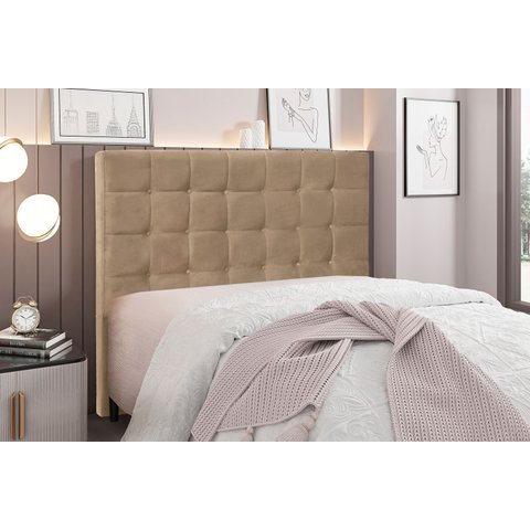Cabeceira Solteiro Estofada Suede 90cm Verona Bege