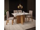 Ver imagem 2 de Mesa de Jantar Aura Retangular 4 Lugares com vidro Carvalho Europeu/Creme 120x90cm - DJ Móveis