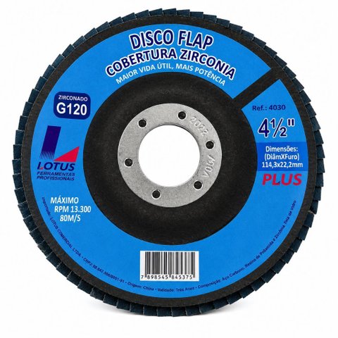 Disco Flap Zircônia 115x22,2mm G120 Lotus 5 Und