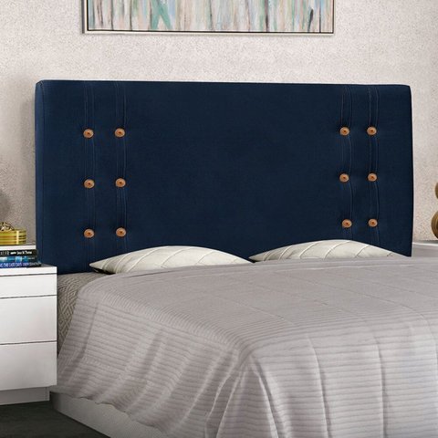 Cabeceira Queen Suede 160cm Gênova Azul