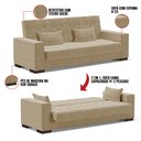 Ver imagem 6 de Sofá Cama 02 lugares Lisboa Suede Pés de Madeira - D’Rossi - Marrom Rato