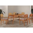 Ver imagem 1 de Conjunto: Mesa Sala Jantar Havana Tampo Curvo 180cm+6 Cadeiras Havana Naturale - Linho Capuccino -