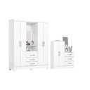 Ver imagem 1 de Quarto Completo Casal Guarda Roupa 4 Ptas B24 + Cômoda B700 Branco Henn