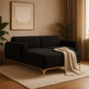 Ver imagem 2 de Sofá com Chaise Lado Esquerdo 230cm Cocie Linho Preto Acinzentado - Sallar Home