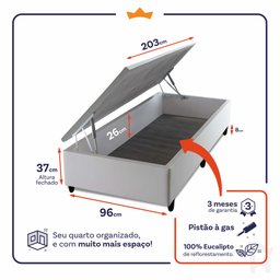 Cama Box Baú Solteirão Alford com Colchão Molas Ensacadas 96x203x73 Bege - 4